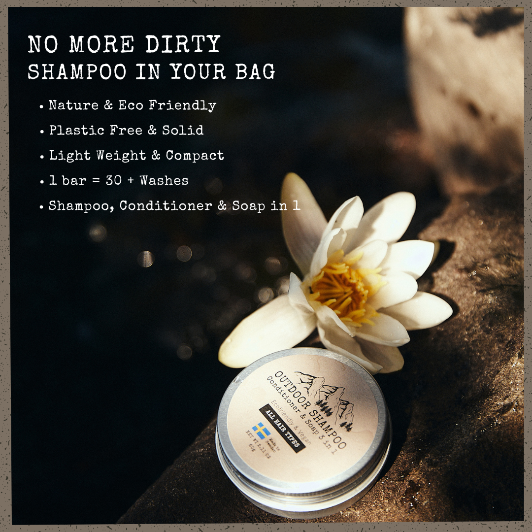 Outdoor Shampoo 70 g, 3 in 1: Schampo, Balsam & Tvål (Schampokaka Sensitive) - Dalarnaseko.se